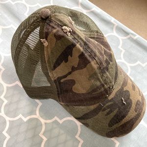 Women’s Distressed Camo Baseball Cap